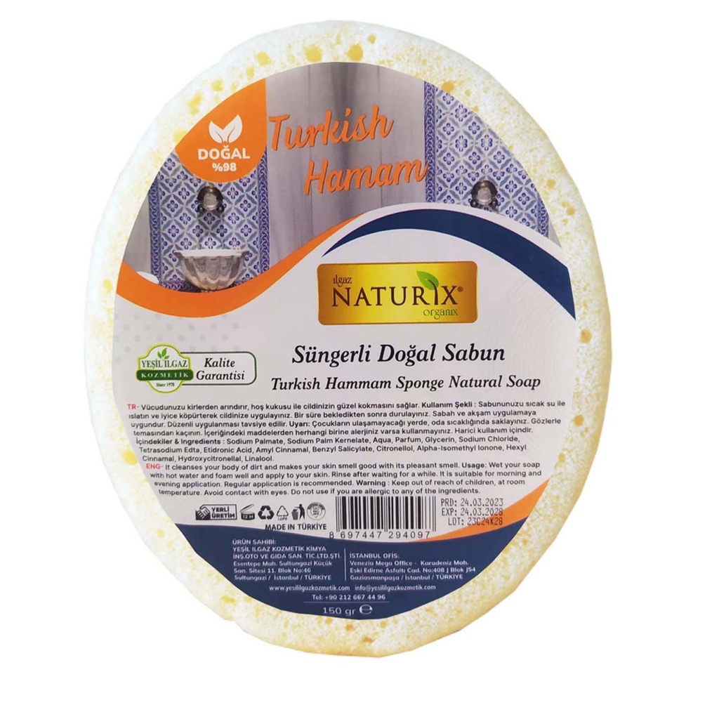 Naturix Turkish Bath Sponge Soap 150g